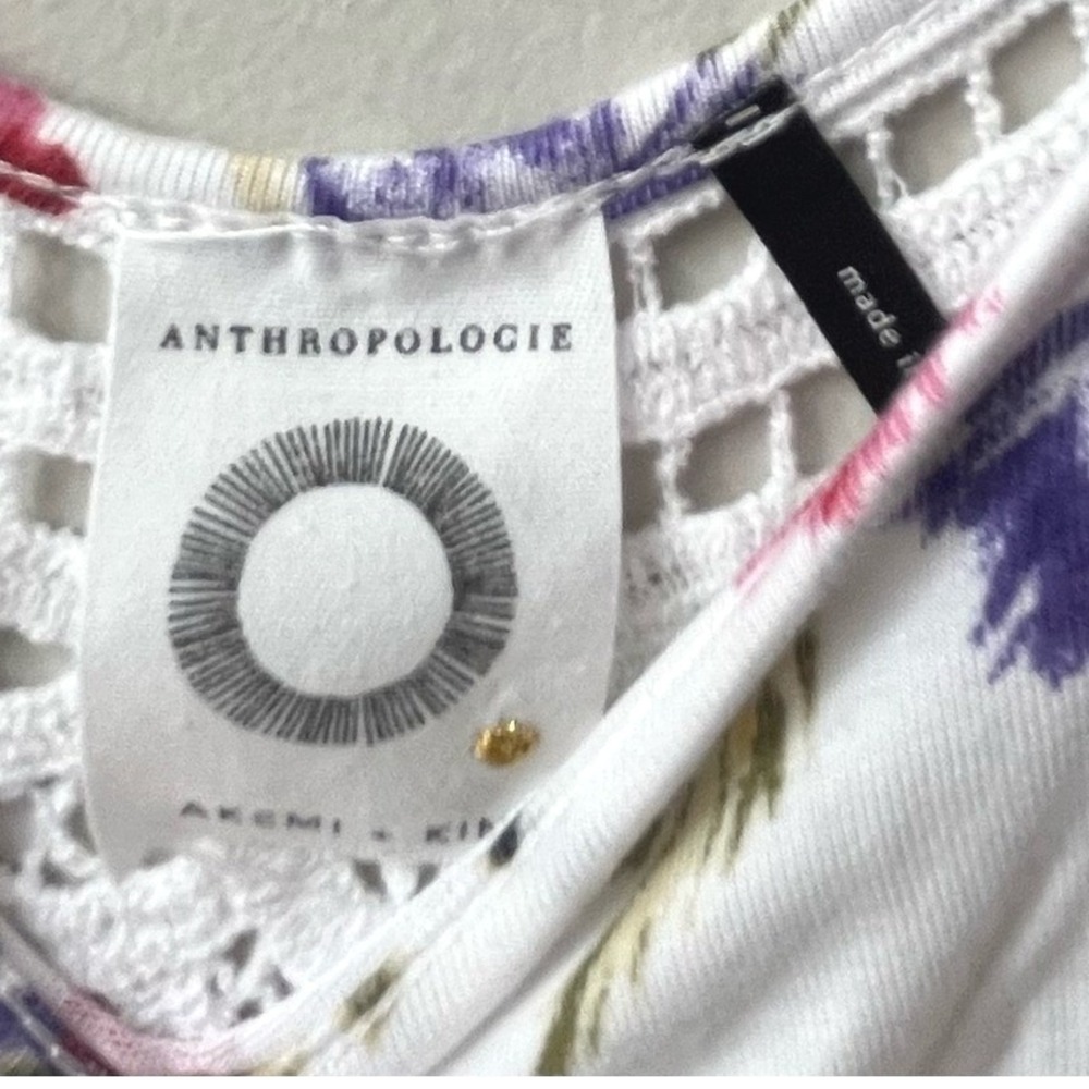 Anthropologie Akemi + Kin Floral Tank Top Womens Medium Boho Crochet Lace Back - Picture 4 of 10